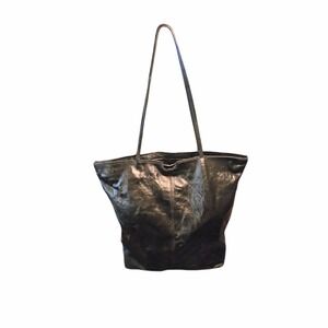 Latico NJ USA Nora Handmade Black Leather XL Lined Double Strap Tote 17"X15"X4"